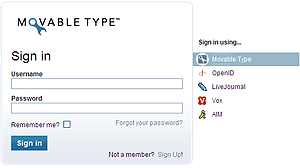 MTCSデモ：フォーラムのログイン画面